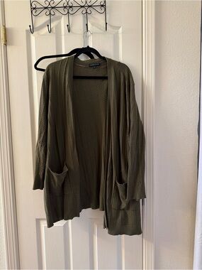 Love Tree Olive Open-Front Cardigan with Pockets